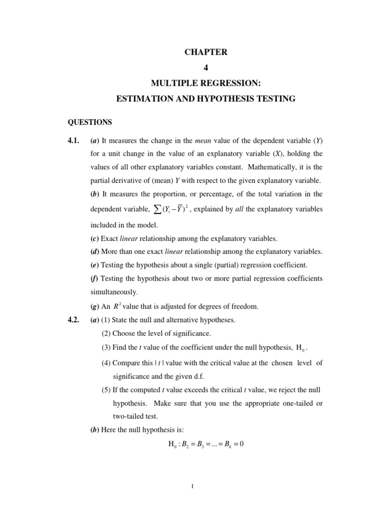 Multiple Regression: Estimation & Testing | PDF | Errors And Residuals ...