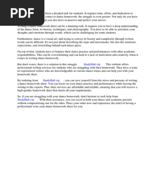 Dsa Dance Homework Sheet