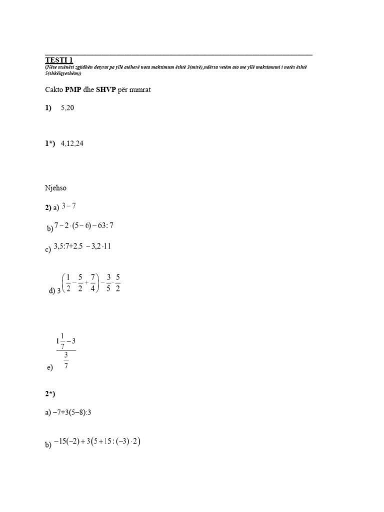 Ushtrime Testi2 2022-3 | PDF