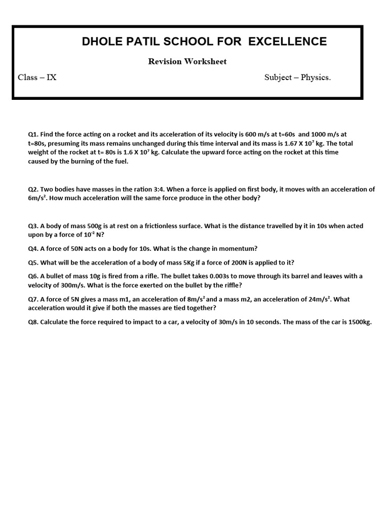 Physics Force and Acceleration Problems | PDF | Teaching Methods ...