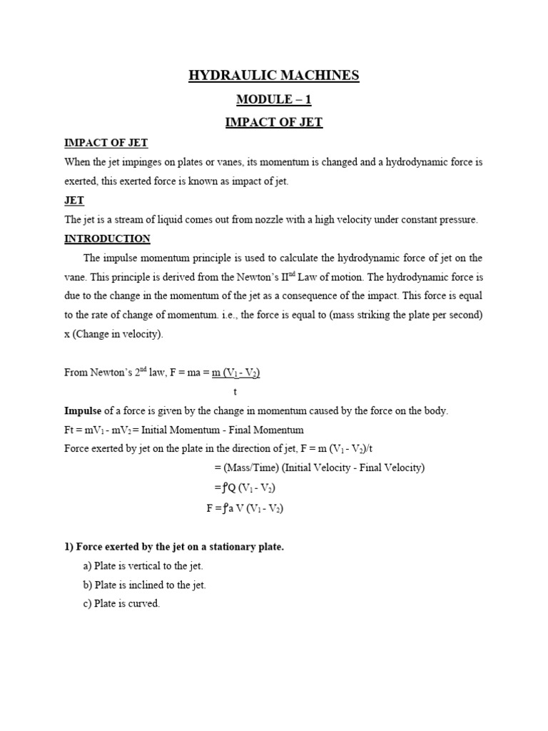 Impact of Jet on Hydraulic Plates | PDF | Momentum | Force