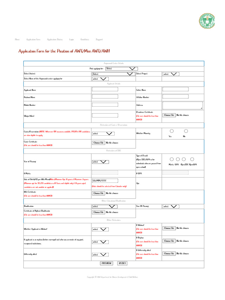 AWT - AWH Application Form | PDF | Social Institutions