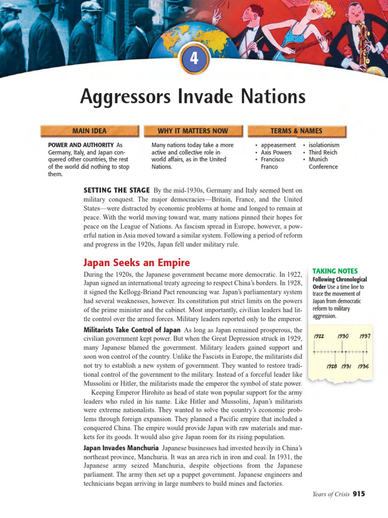 Section 4 - Aggressors Invade Nations | PDF | Empire Of Japan | Neville ...