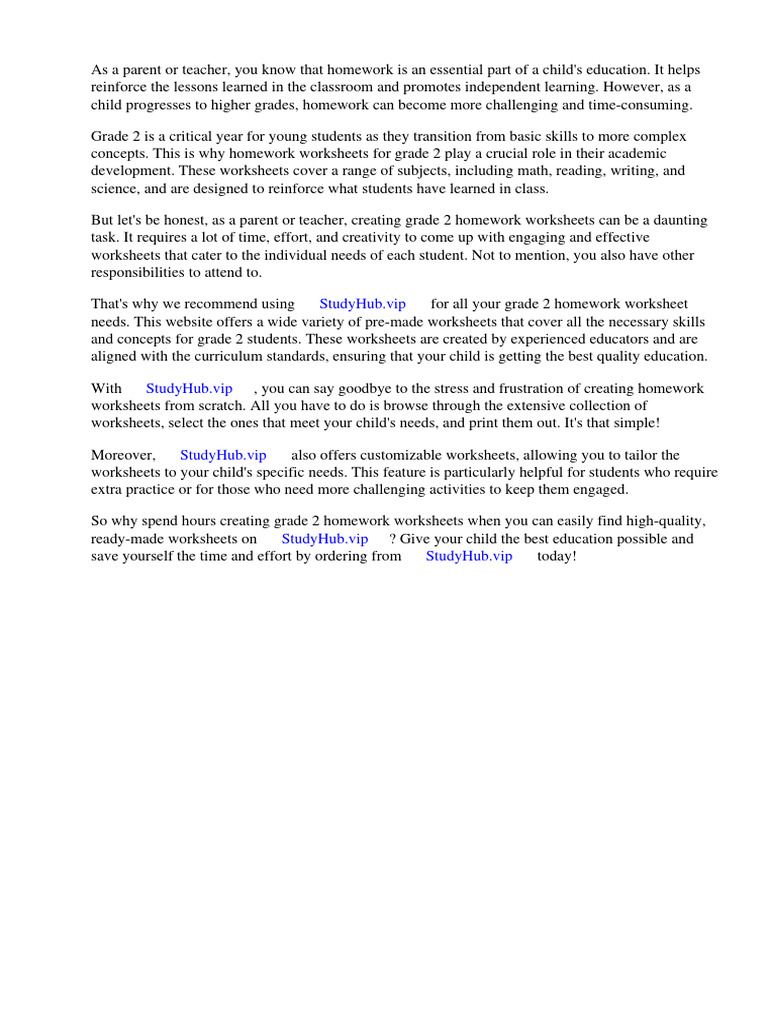 Grade 2 Homework Worksheets | PDF | Worksheet | Essays