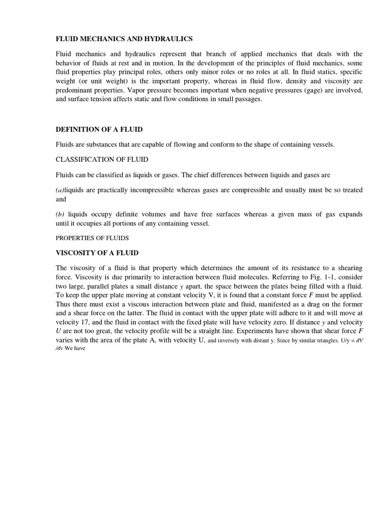 Fluid Mechanics and Hydraulics Overview | PDF | Fluid Dynamics | Pressure