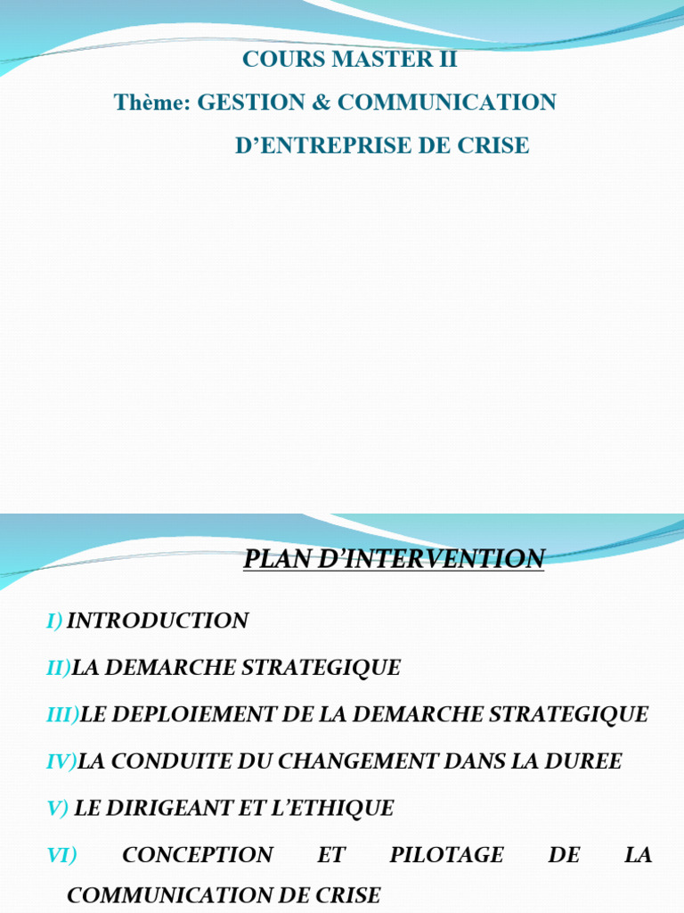 Stratégies de Communication de Crise | PDF | la communication | Modèle ...