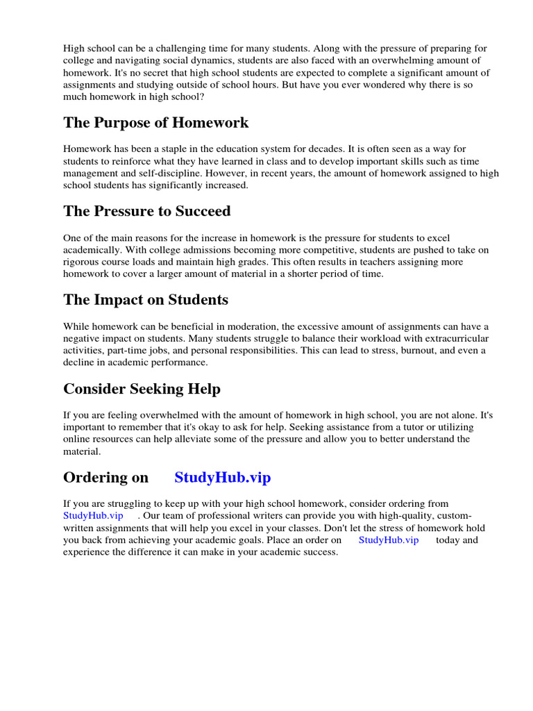Why Is There So Much Homework in High School | PDF | Homework | Thesis