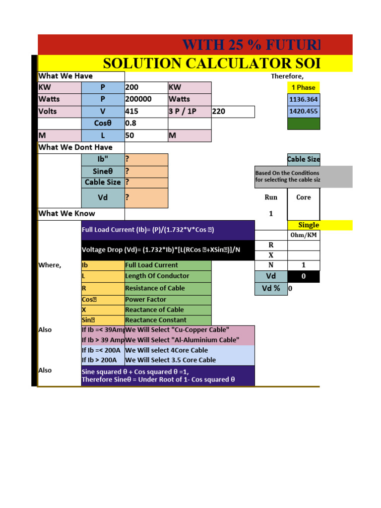 Cable Sizing for Future Load | PDF | Electrical Resistance And ...