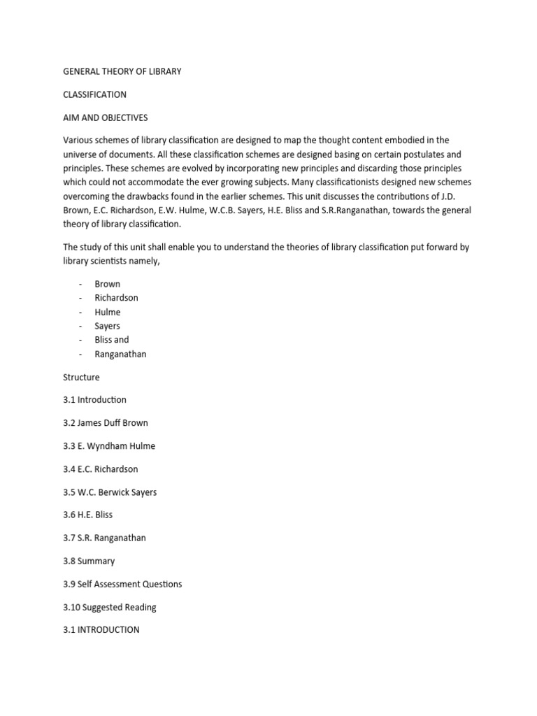 Theories of Library Classification Explained | PDF | Taxonomy (Biology ...