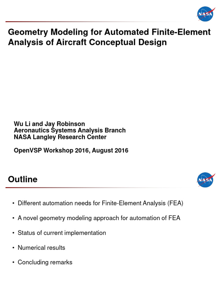 Geometry Modeling For Automated Finite-Element Analysis of Aircraft ...
