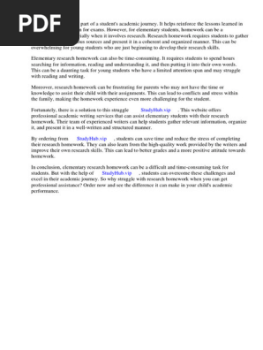 Homework Elementary Research