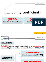 Reliability coefficient (MTBF,MTTF)