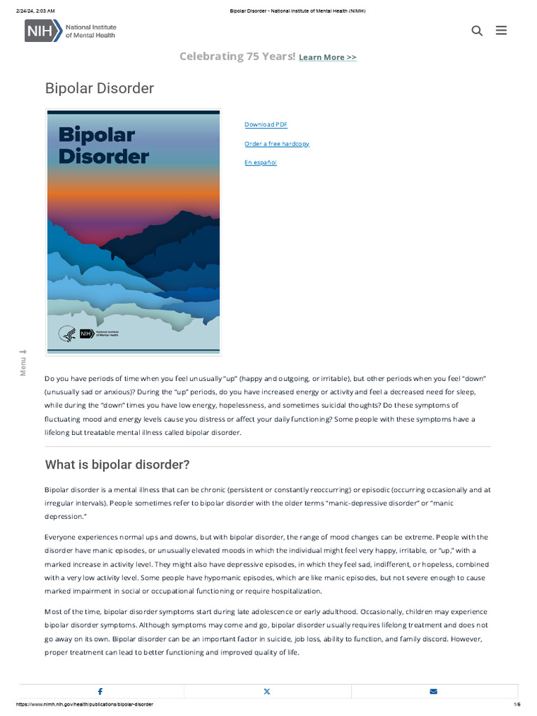 NATIONAL INSTITUTE OF MENTAL HEALTH BIPOLAR DISORDER STATISTICS intelligence overview