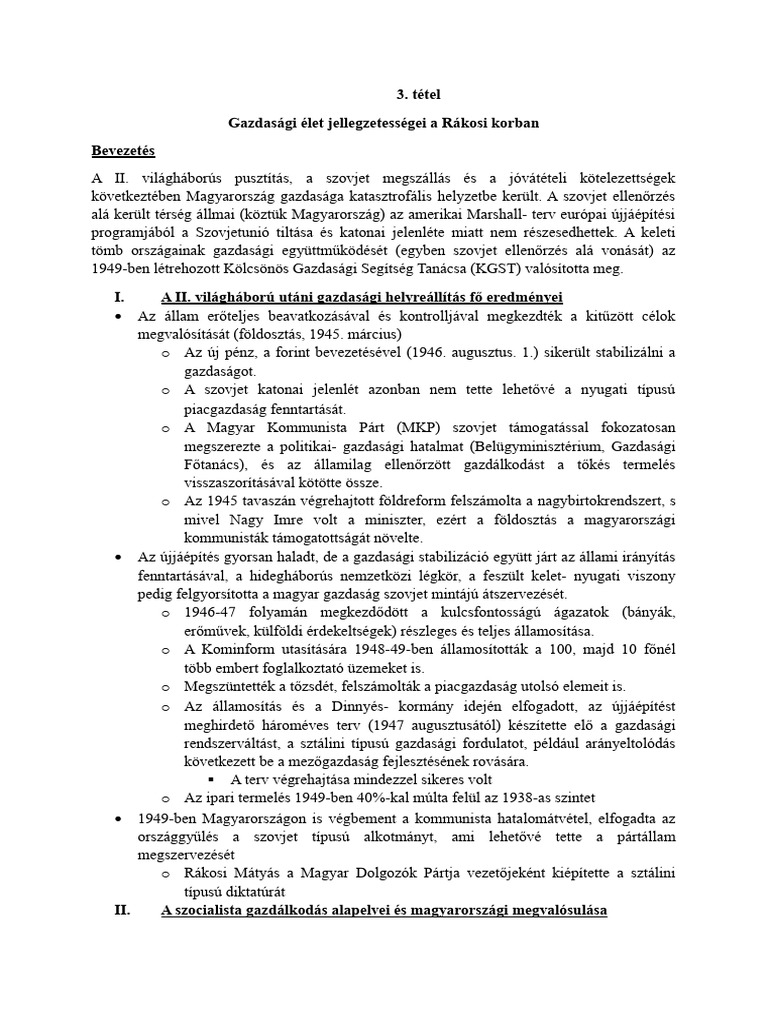 Rákosi Tétel | PDF