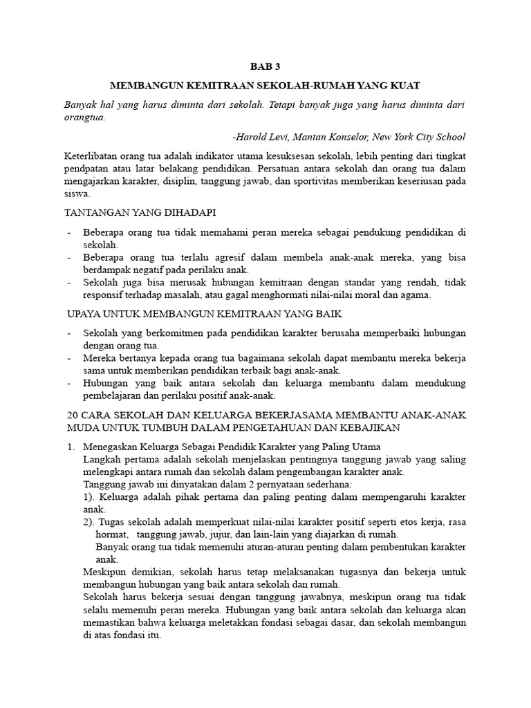 Kemitraan Sekolah dan Keluarga yang Kuat | PDF | Karier & Perkembangan ...