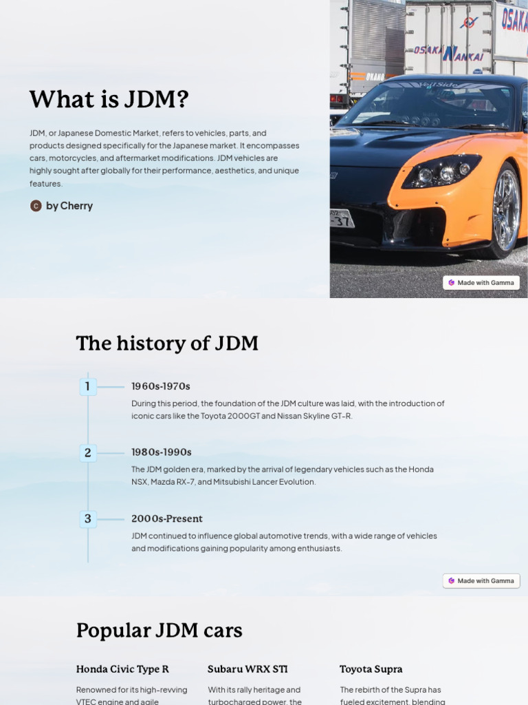 What Is JDM?: by Cherry | PDF | Motor Vehicle | Cars Of Japan