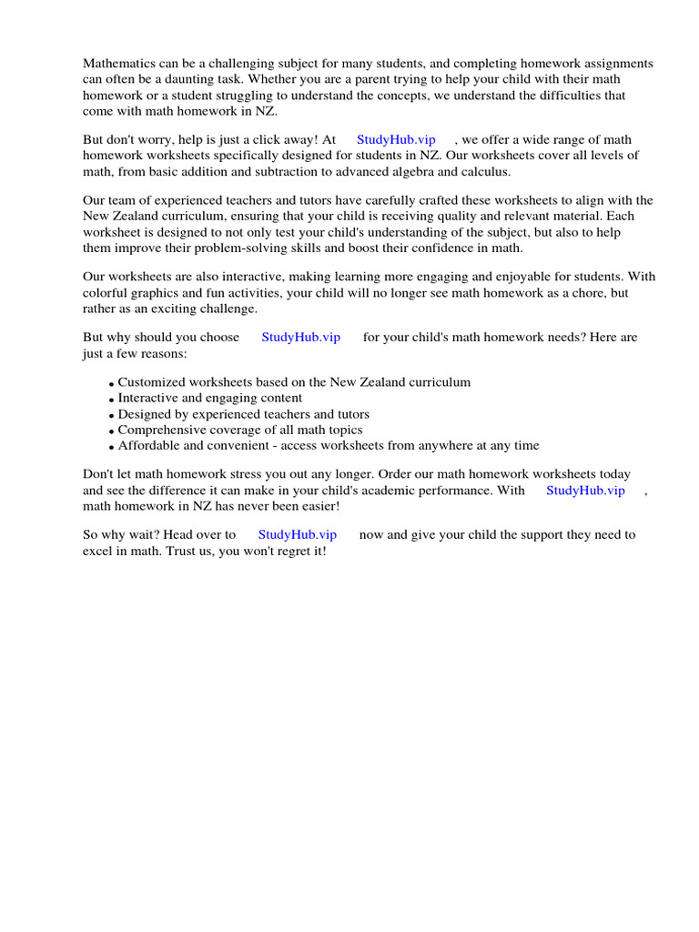 Maths Homework Worksheets NZ | PDF | Worksheet | Mathematics