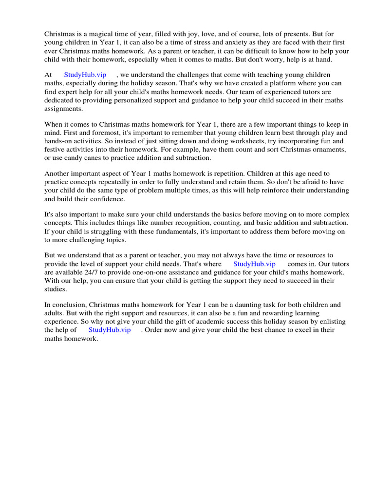 Year 1 Christmas Maths Homework Help | PDF | Homework | Worksheet