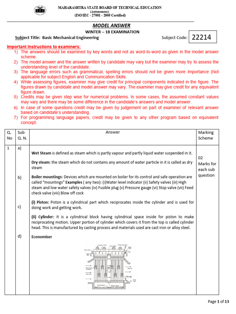 Model Answers Winter 2018 | PDF | N Ox | Exhaust Gas