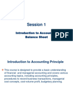 Session 1 - Introduction To Accounting and Balance Sheet