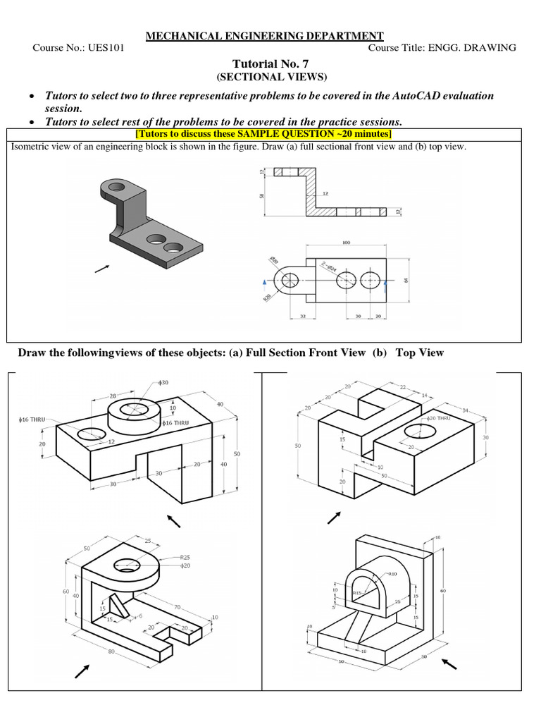 Sectional Views in Engineering Drawing | PDF | Technology & Engineering