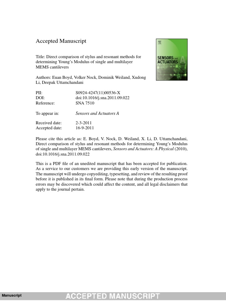 Direct Comparison of Stylus and Resonant Methods For Determining Young ...