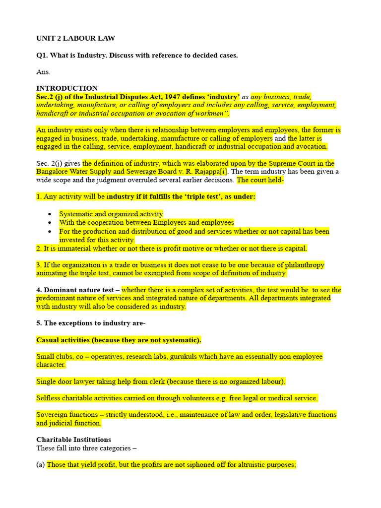 Unit 2 Labourlaw Pdf Arbitration Labour Law