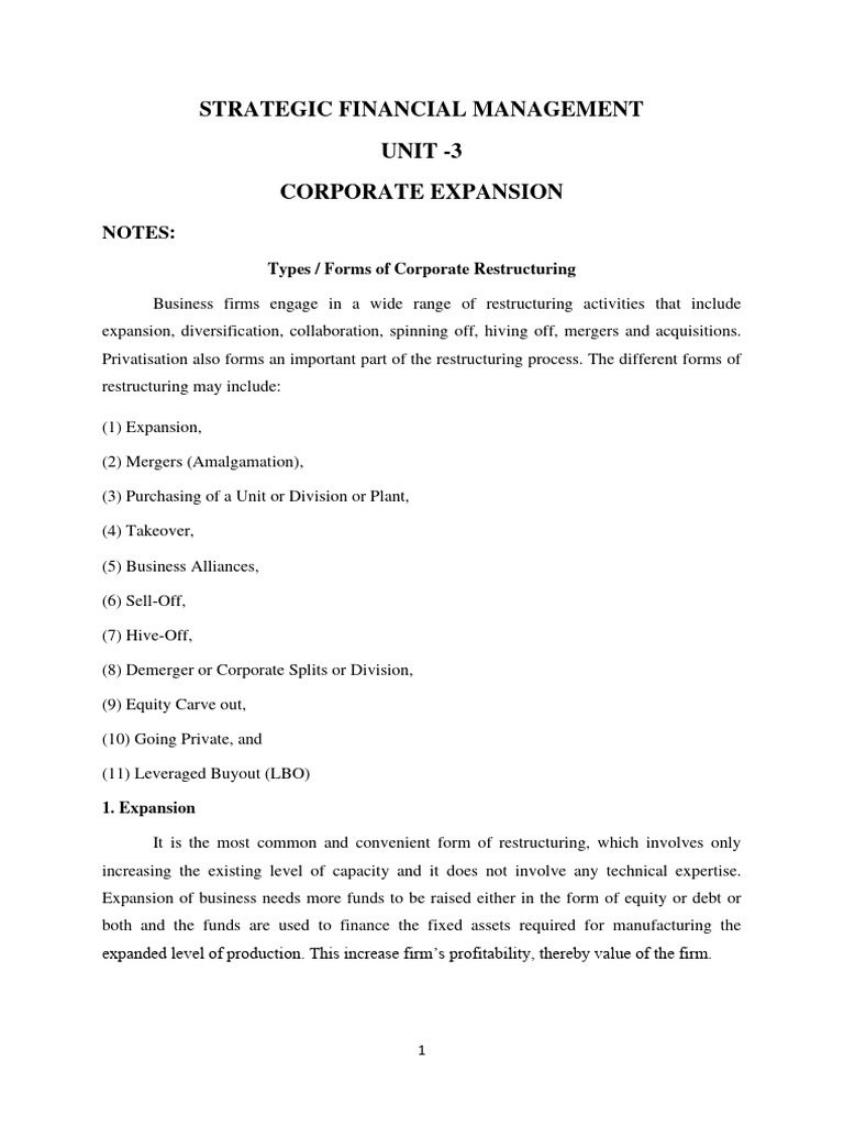 SFM Unit - 3 | PDF | Mergers And Acquisitions | Consolidation (Business)