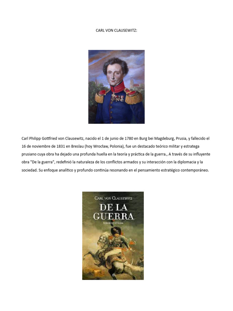Carl Von Clausewitz | PDF | Carl Von Clausewitz | Educación en artes ...