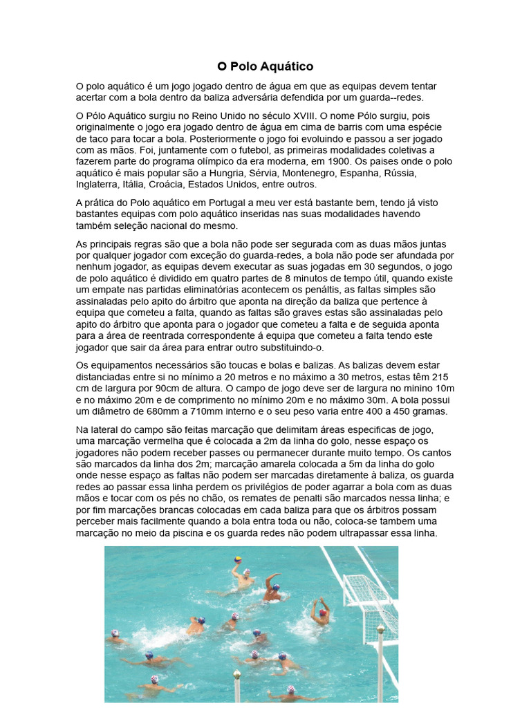 Grátis: Polo aquático - Infográfico - Material Claro e Objetivo em PDF para  Estudo Rápido, image size:768x1024