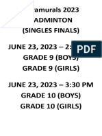 Badminton Sched-Standing