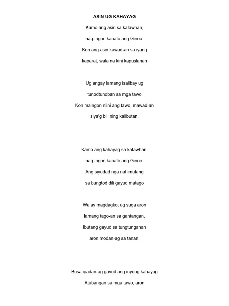 Asin Ug Kahayag Pdf
