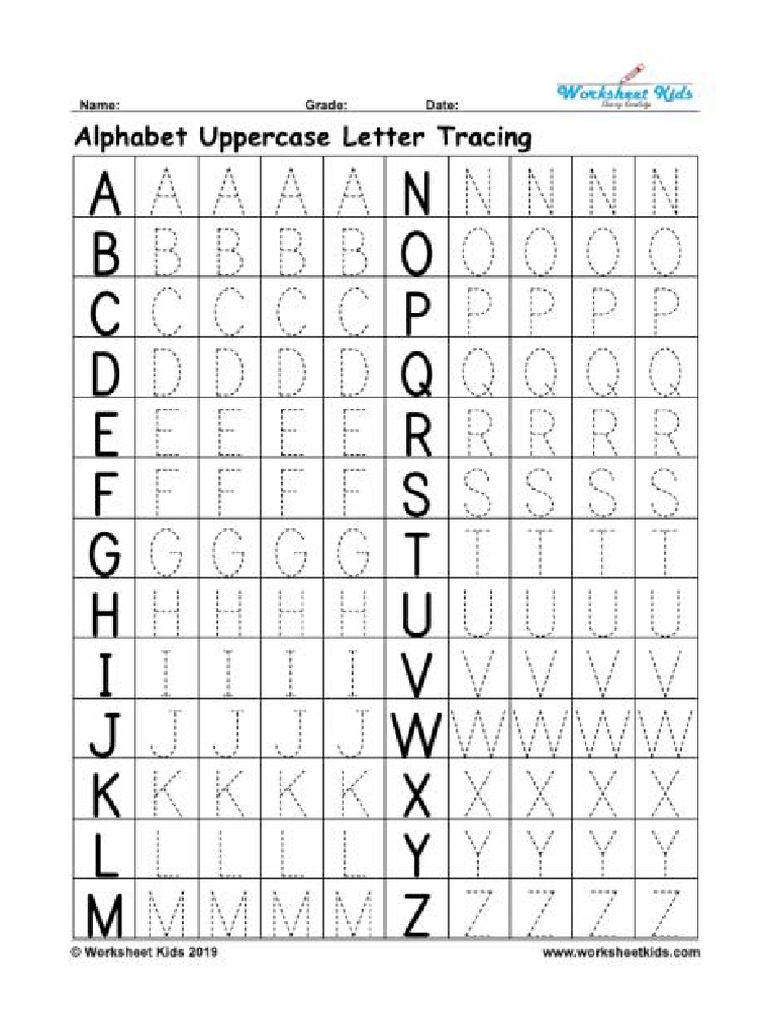 Uppercase Letter Writing Practice Sheet - 001 1 | PDF