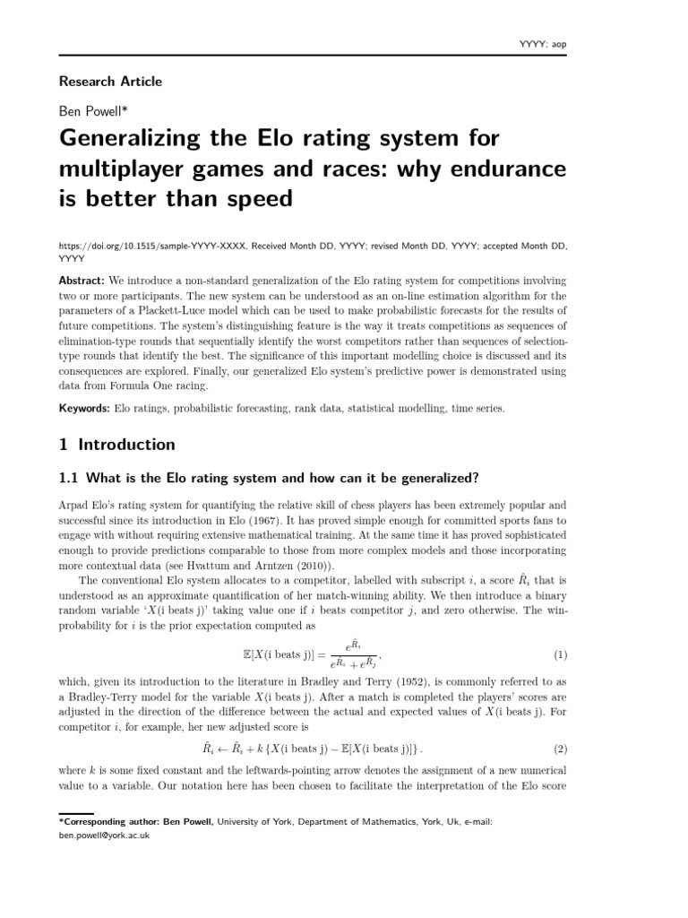Generalizing Elo Arxiv | PDF | Logarithm | Normal Distribution