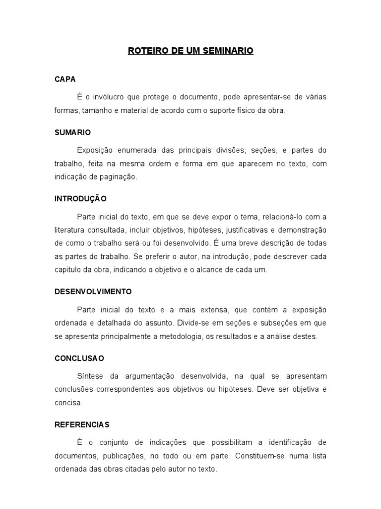 Roteiro Estrutural de Seminário | PDF