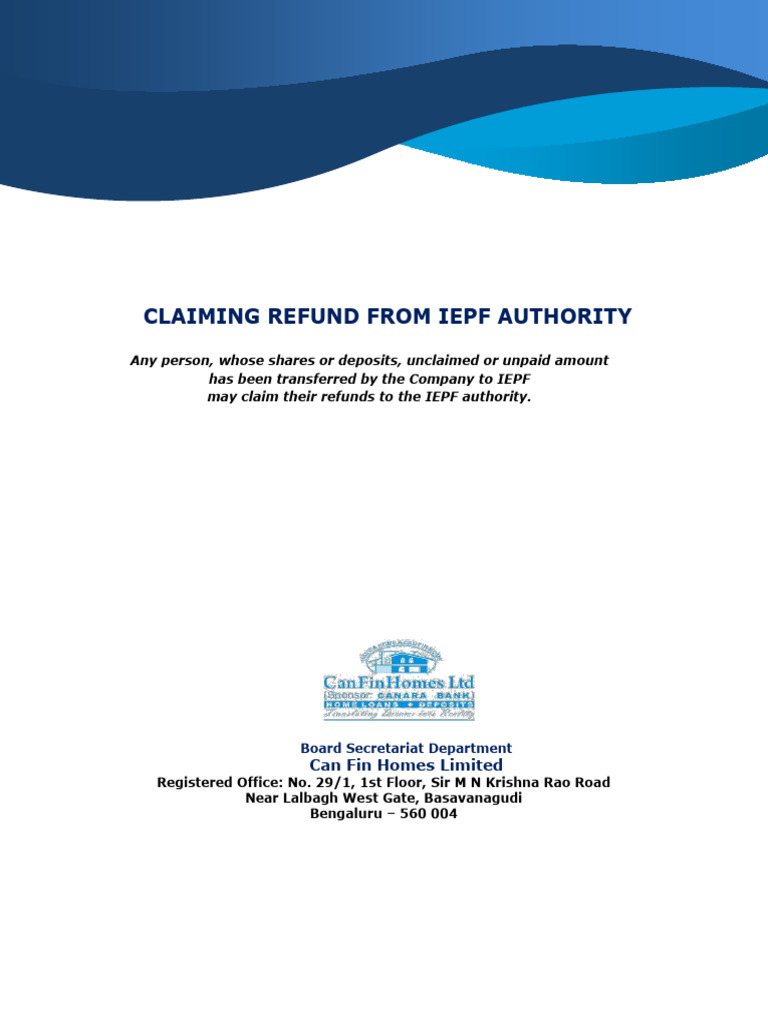 IEPF Refund Claim Process Guide | PDF | Securities (Finance) | Probate