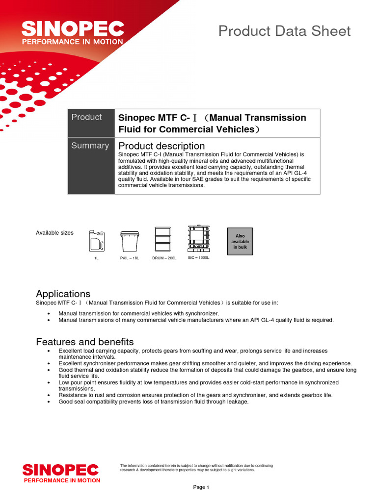 Manual Transmission Fluid For Commercial Vehicles PDF Viscosity