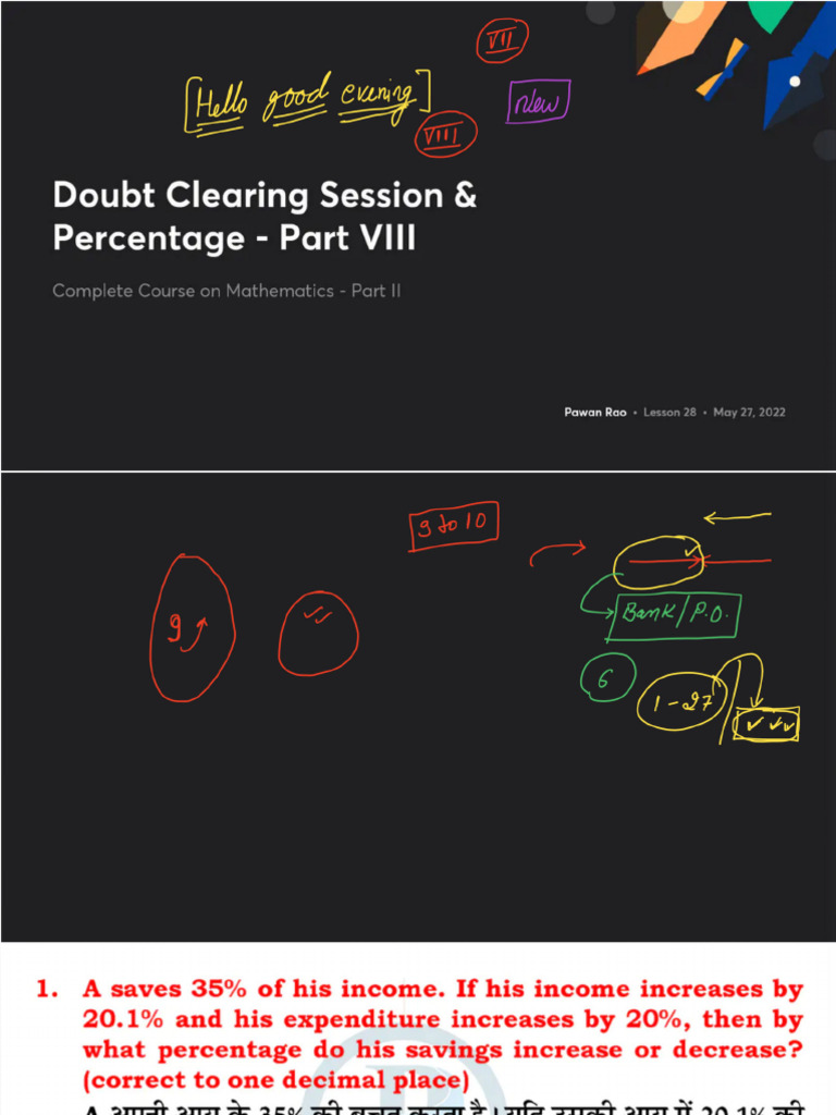 Doubt Clearing Session Percentage Part VIII With Anno New | PDF