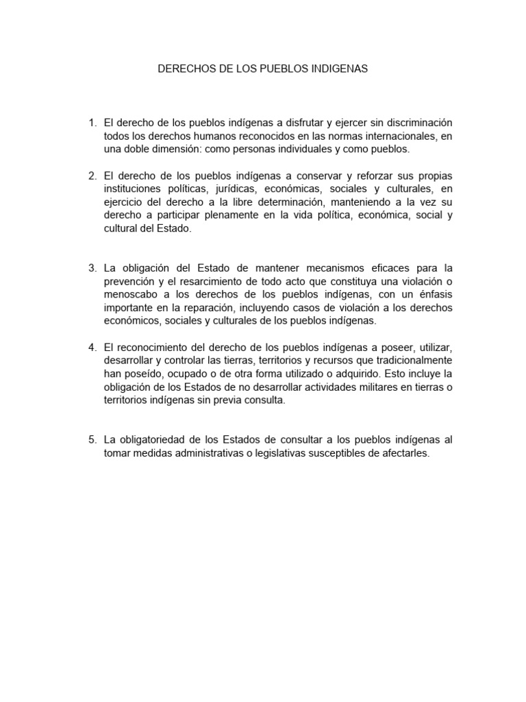 Derechos de los Pueblos Indígenas | PDF | Autodeterminación | Derechos ...