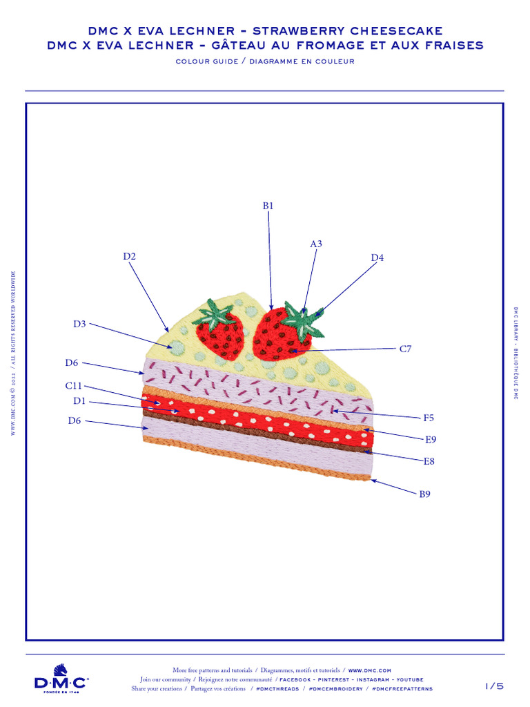 Strawberry Cheesecake Embroidery Guide | PDF