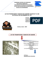 Ley de Transfusion y Bancos de Sangre Gaceta #31.356 de Fecha 8 de Noviembre de 1977