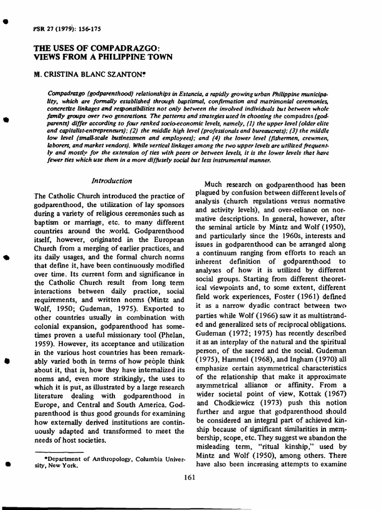 Compadrazgo System in Estancia, Philippines | PDF | Godparent