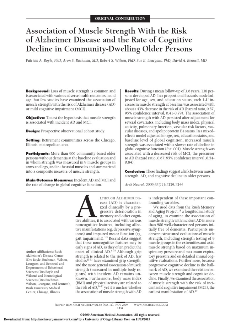 Association of Muscle Strength With The Risk | PDF | Dementia ...