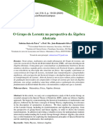 Grupo de Lorentz Na Perspectiva Da Álgebra Abstrata