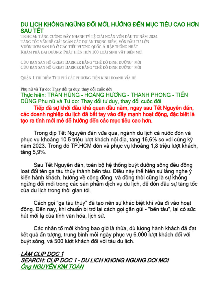Du Lich Khong Ngung Doi Moi | PDF