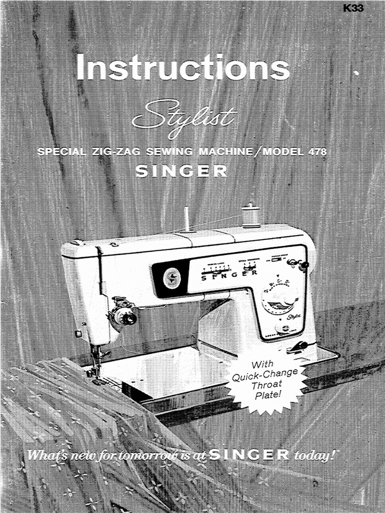 Singer Model 478 Sewing Machine Manual | PDF