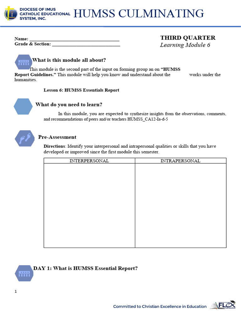HUMSS Essentials Report Guide | PDF | Project Management | Cognition