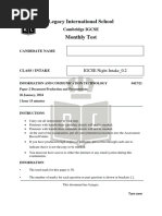 ICT IGCSE Intake Night 0.2 January MonthlyTest