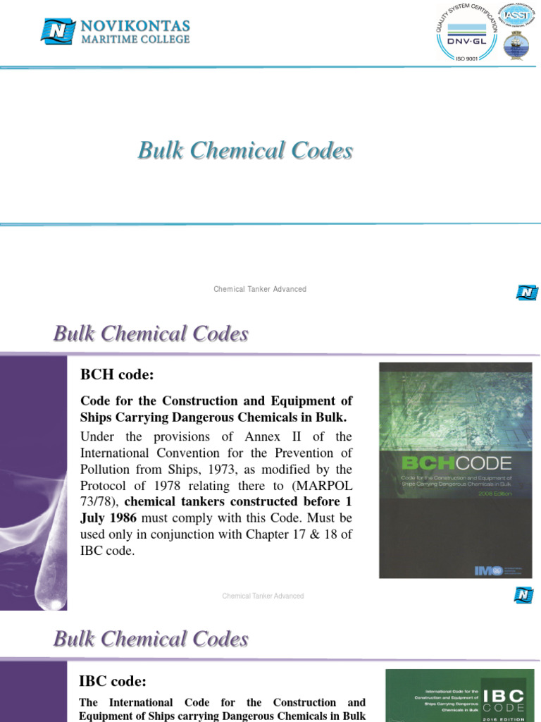 Bulk chemical codes pdf shipping