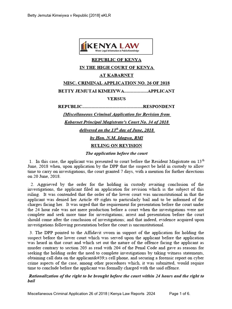 Miscellaneous Criminal Application 26 of 2018 | PDF | Bail | Arrest